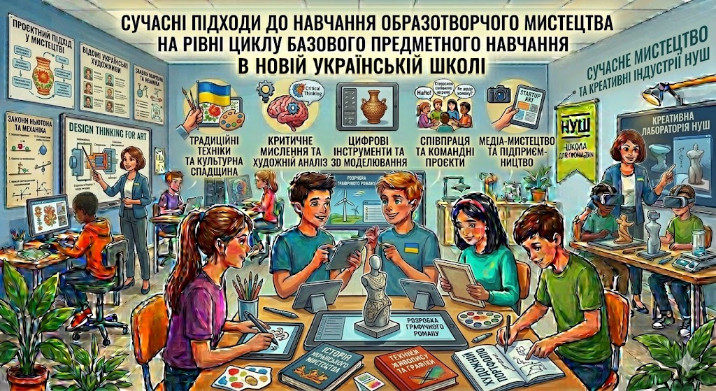 СУЧАСНІ ПІДХОДИ ДО НАВЧАННЯ ОБРАЗОТВОРЧОГО МИСТЕЦТВА НА РІВНІ ЦИКЛУ БАЗОВОГО ПРЕДМЕТНОГО НАВЧАННЯ В НОВІЙ УКРАЇНСЬКІЙ ШКОЛІ