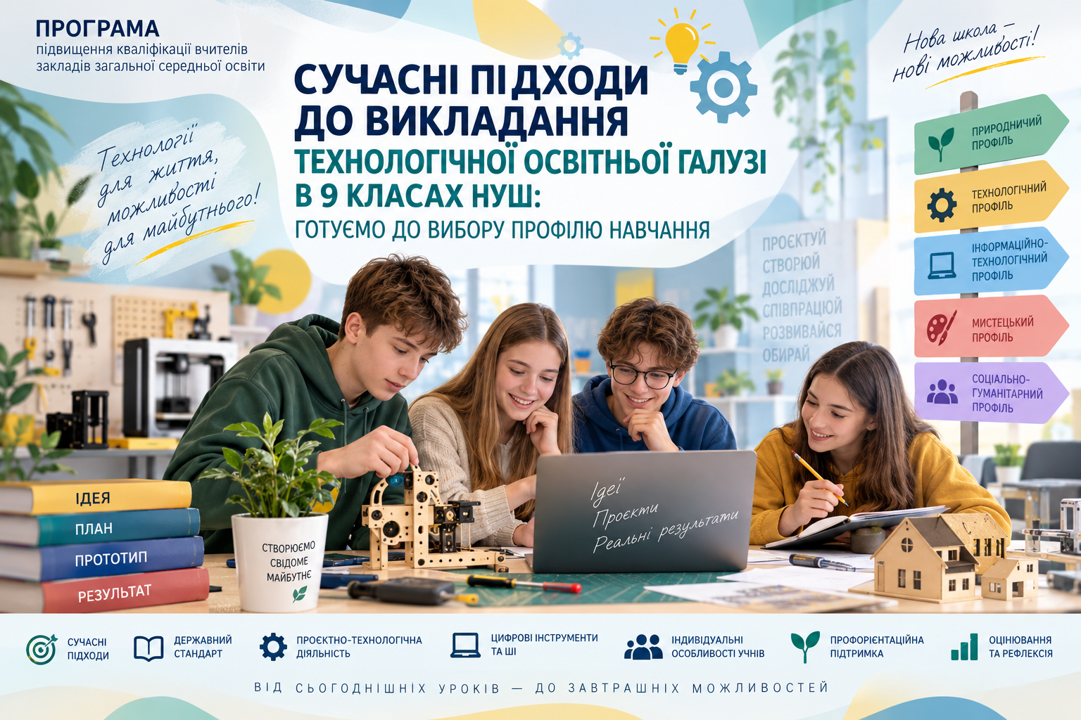 Сучасні підходи до викладання технологічної  освітньої галузі в 9 класах нуш: готуємо до вибору профілю навчання