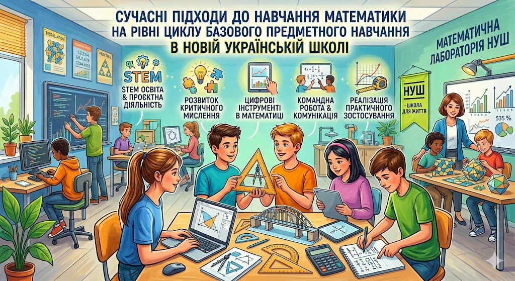 СУЧАСНІ ПІДХОДИ ДО НАВЧАННЯ МАТЕМАТИКИ  НА РІВНІ ЦИКЛУ БАЗОВОГО ПРЕДМЕТНОГО НАВЧАННЯ В НОВІЙ УКРАЇНСЬКІЙ ШКОЛІ