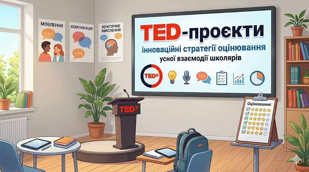 TED-проєкт у школі: нові формати роботи для формування та оцінювання результатів навчання усної взаємодії. Мовно-літературна галузь.