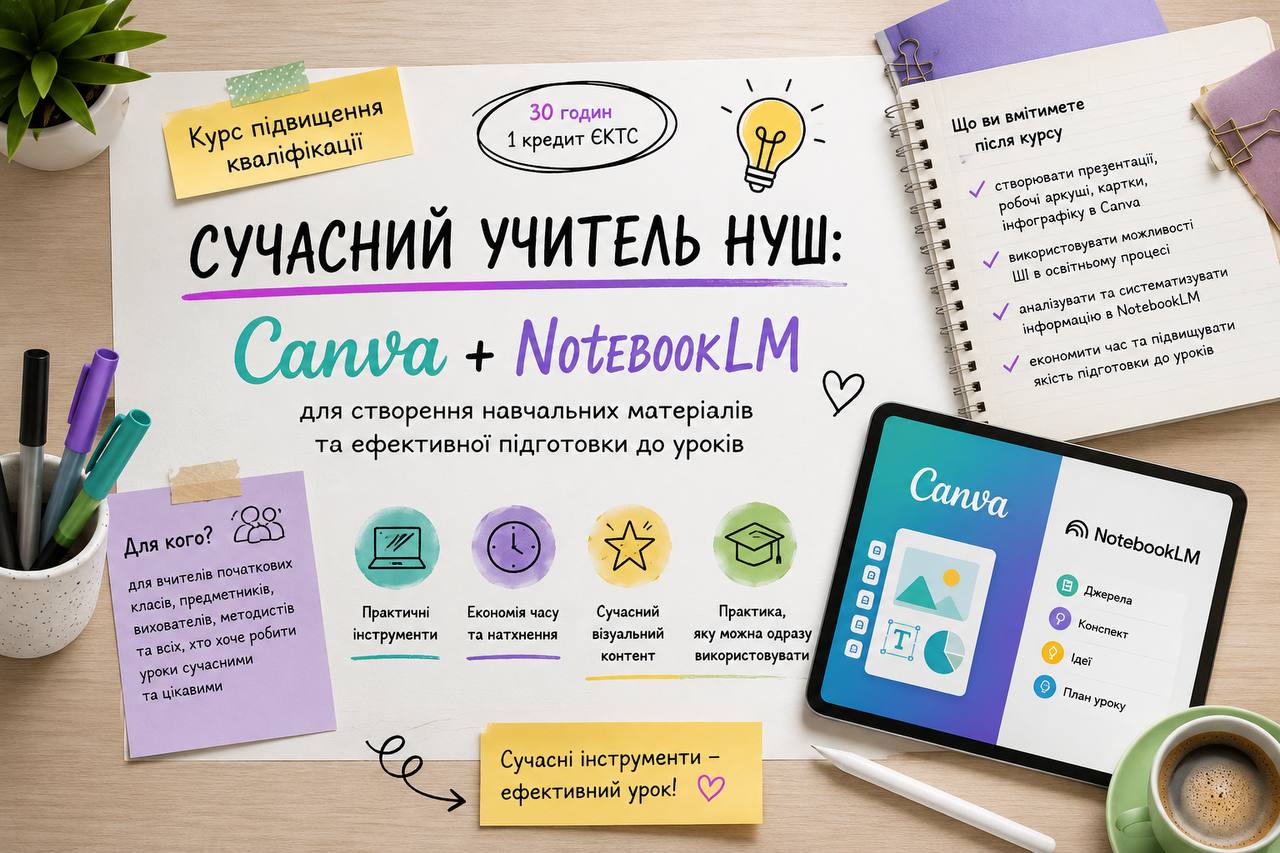 Сучасний учитель НУШ: Canva та NotebookLM для створення навчальних матеріалів