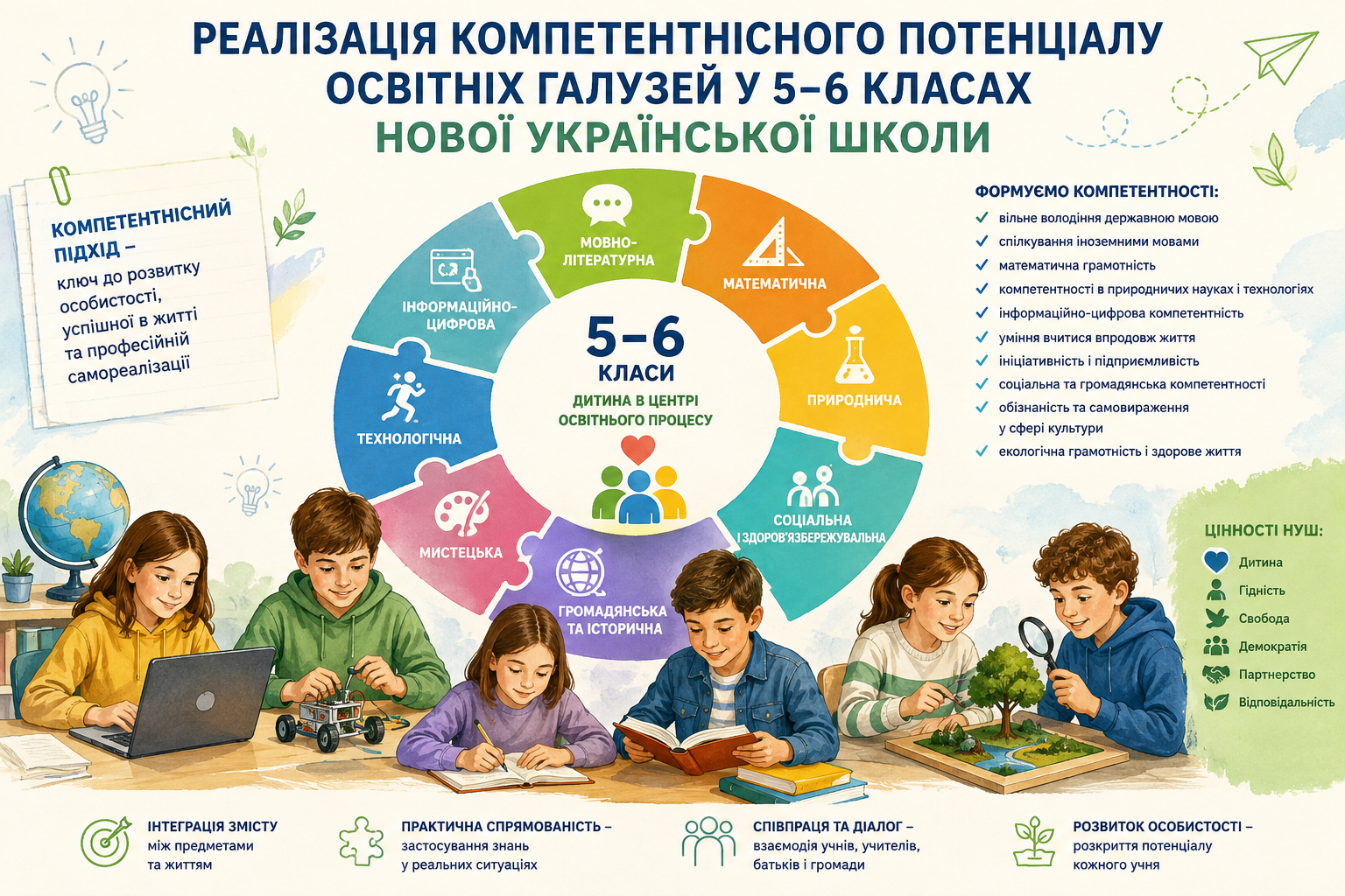 Реалізація компетентнісного потенціалу освітніх галузей у 5–6 класах Нової української школи