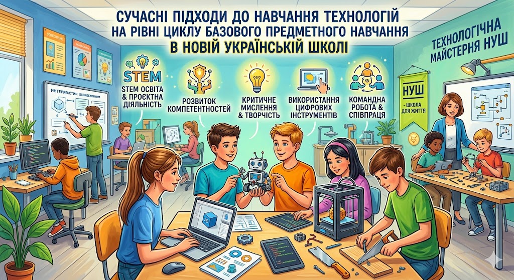 «СУЧАСНІ ПІДХОДИ ДО НАВЧАННЯ ТЕХНОЛОГІЙ  НА РІВНІ ЦИКЛУ БАЗОВОГО ПРЕДМЕТНОГО НАВЧАННЯ В НОВІЙ УКРАЇНСЬКІЙ ШКОЛІ»