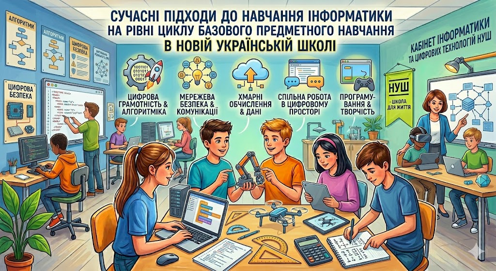 СУЧАСНІ ПІДХОДИ ДО НАВЧАННЯ ІНФОРМАТИКИ  НА РІВНІ ЦИКЛУ БАЗОВОГО ПРЕДМЕТНОГО НАВЧАННЯ В НОВІЙ УКРАЇНСЬКІЙ ШКОЛІ