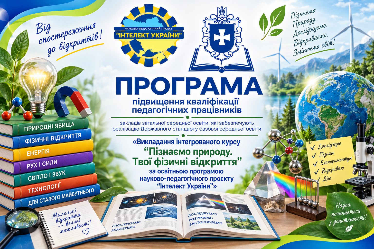 Викладання інтегрованого курсу “Пізнаємо природу. Твої фізичні відкриття” за освітньою програмою науково-педагогічного проєкту “Інтелект України”