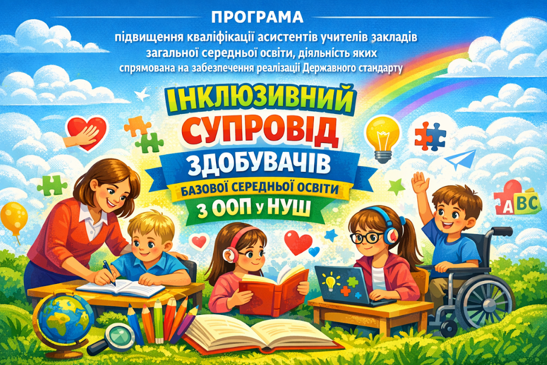 Програма підвищення кваліфікації асистентів учителів ЗЗСО «ІНКЛЮЗИВНИЙ СУПРОВІД ЗДОБУВАЧІВ БАЗОВОЇ СЕРЕДНЬОЇ ОСВІТИ З ООП У НУШ»