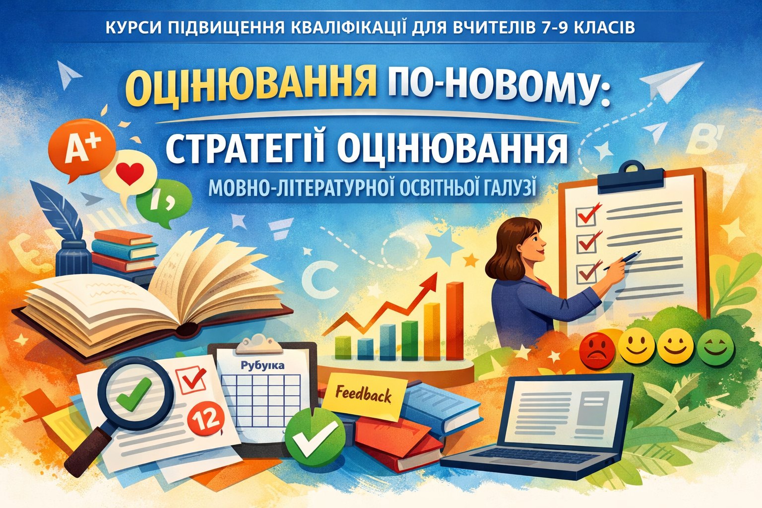 НУШ 7-9. «ОЦІНЮВАННЯ ПО-НОВОМУ: СТРАТЕГІЇ ОЦІНЮВАННЯ МОВНО-ЛІТЕРАТУРНОЇ ОСВІТНЬОЇ ГАЛУЗІ»