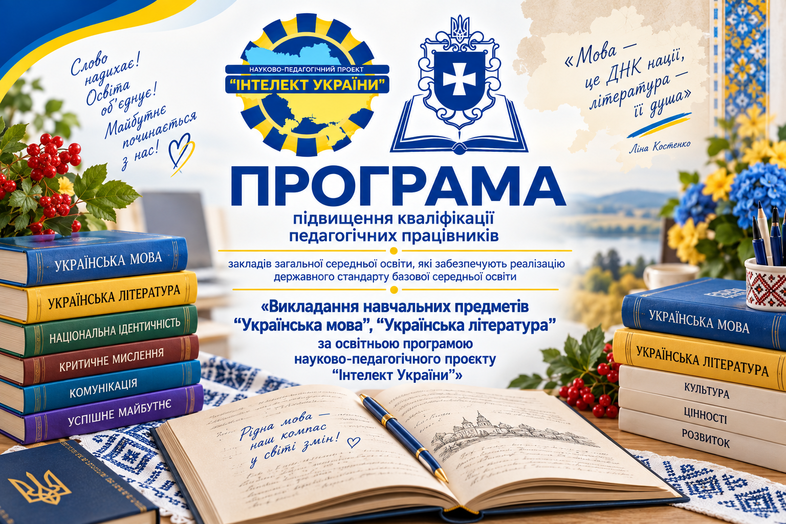 Викладання навчальних предметів “Українська мова”,  “Українська література” за освітньою програмою науково-педагогічного проєкту “Інтелект України”