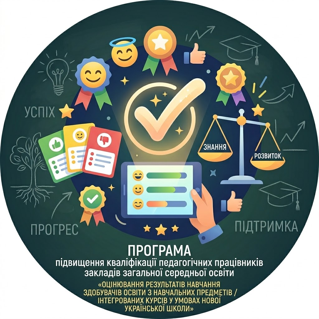 ПРОГРАМА підвищення кваліфікації педагогічних працівників закладів загальної середньої освіти  «ОЦІНЮВАННЯ РЕЗУЛЬТАТІВ НАВЧАННЯ  ЗДОБУВАЧІВ ОСВІТИ З НАВЧАЛЬНИХ ПРЕДМЕТІВ / ІНТЕГРОВАНИХ КУРСІВ У УМОВАХ НОВОЇ УКРАЇНСЬКОЇ ШКОЛИ»