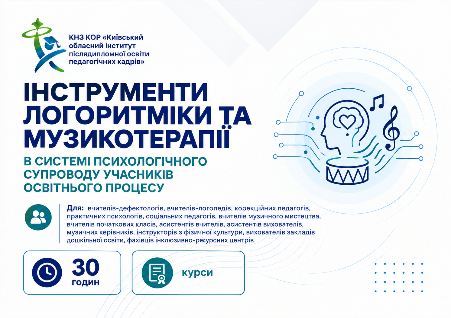 Інструменти логоритміки та музикотерапії в системі психологічного супроводу учасників освітнього процесу