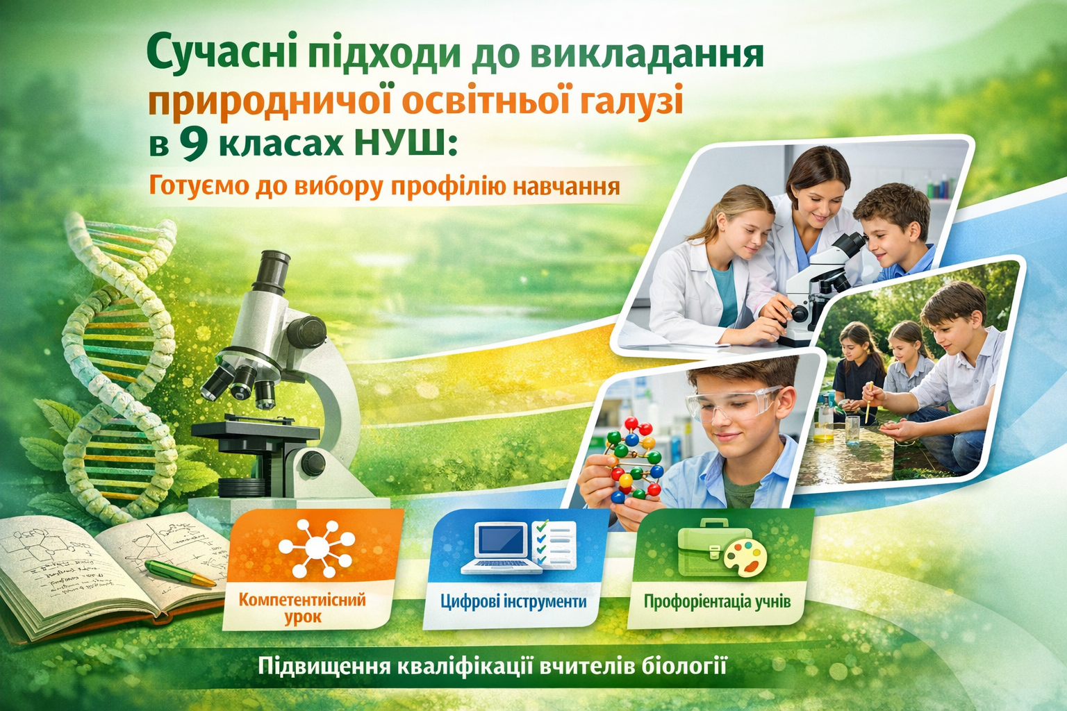 Програма підвищення кваліфікації вчителів біології закладів загальної середньої освіти «СУЧАСНІ ПІДХОДИ ДО ВИКЛАДАННЯ ПРИРОДНИЧОЇ ОСВІТНЬОЇ ГАЛУЗІ В 9 КЛАСАХ НУШ: ГОТУЄМО ДО ВИБОРУ ПРОФІЛЮ НАВЧАННЯ»