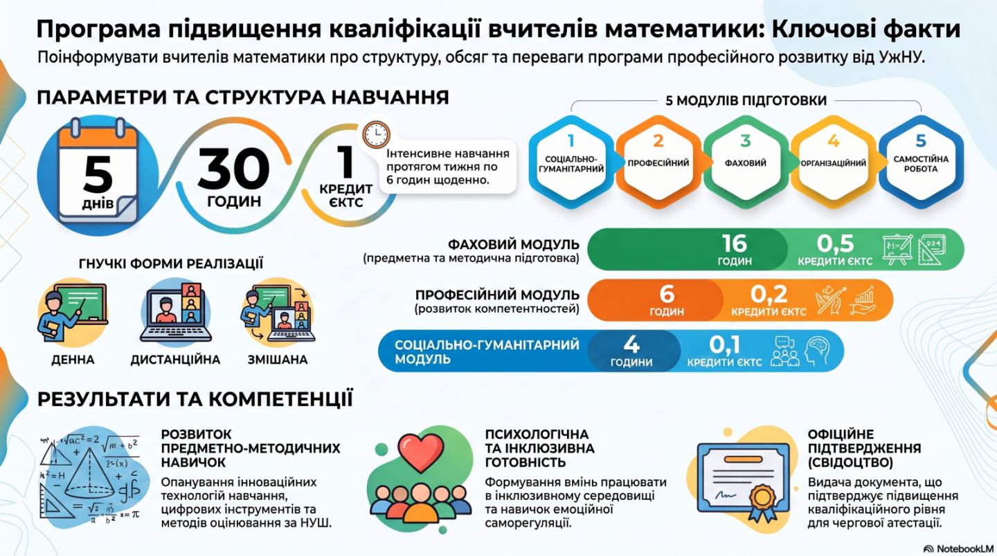 Програма  підвищення кваліфікації учителів математики закладів  загальної середньої освіти