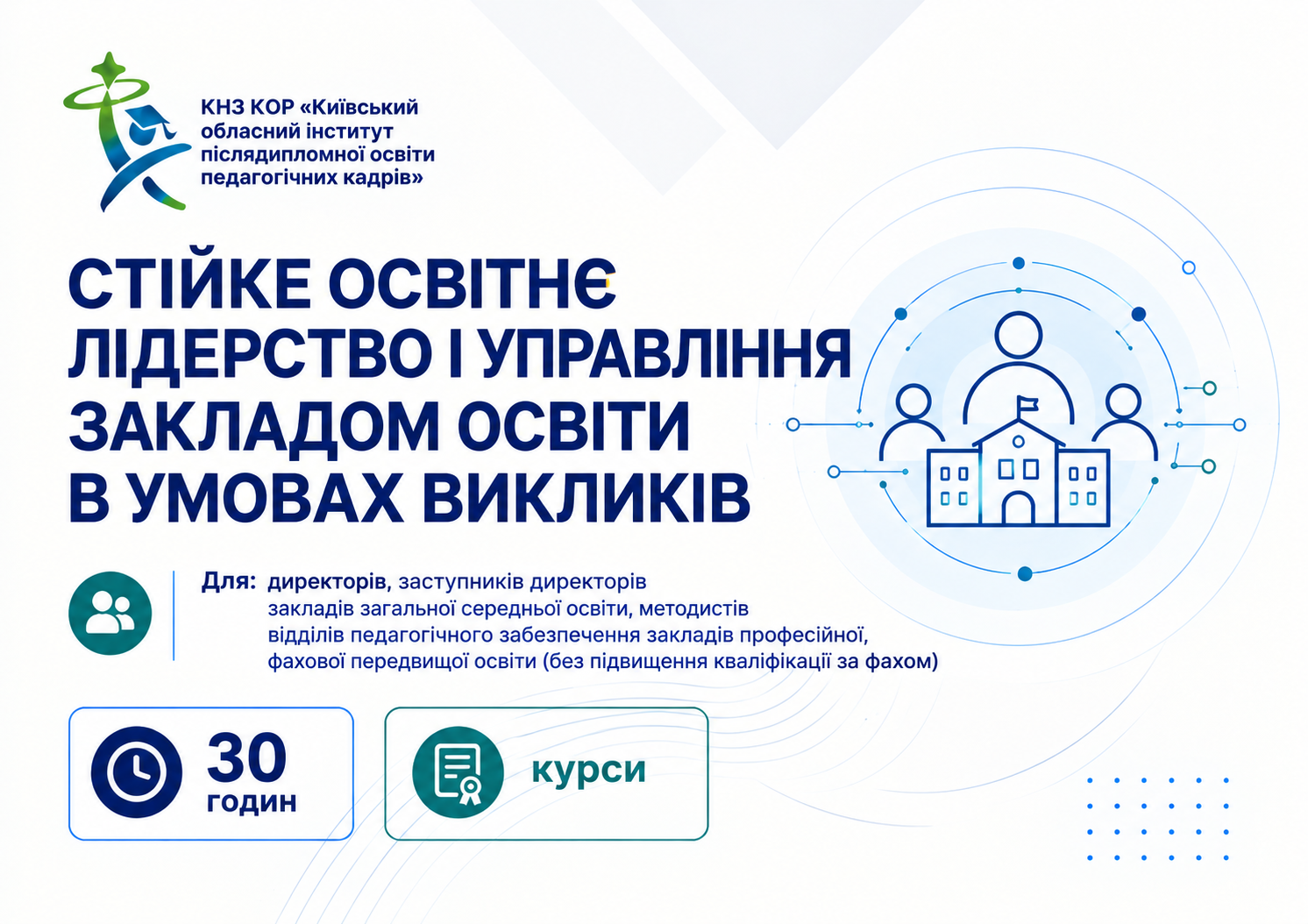 Стійке освітнє лідерство і управління закладом освіти в умовах викликів